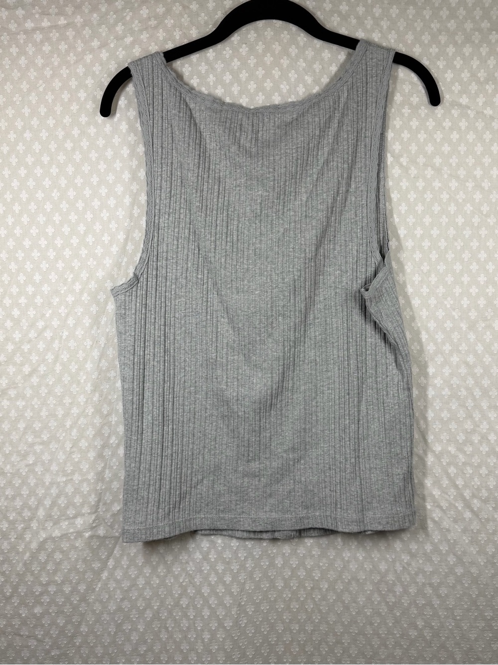 Aerie Grey Front Button Pointelle Tank Top - Picture 6 of 6